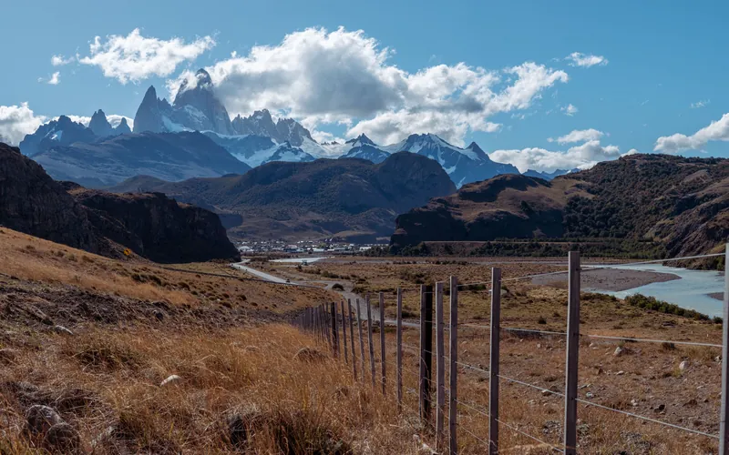 The village of El Chaltén below the Fitz Roy range